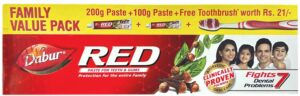 Dabur Red Zahnpasta 300 g + Zahnbürste